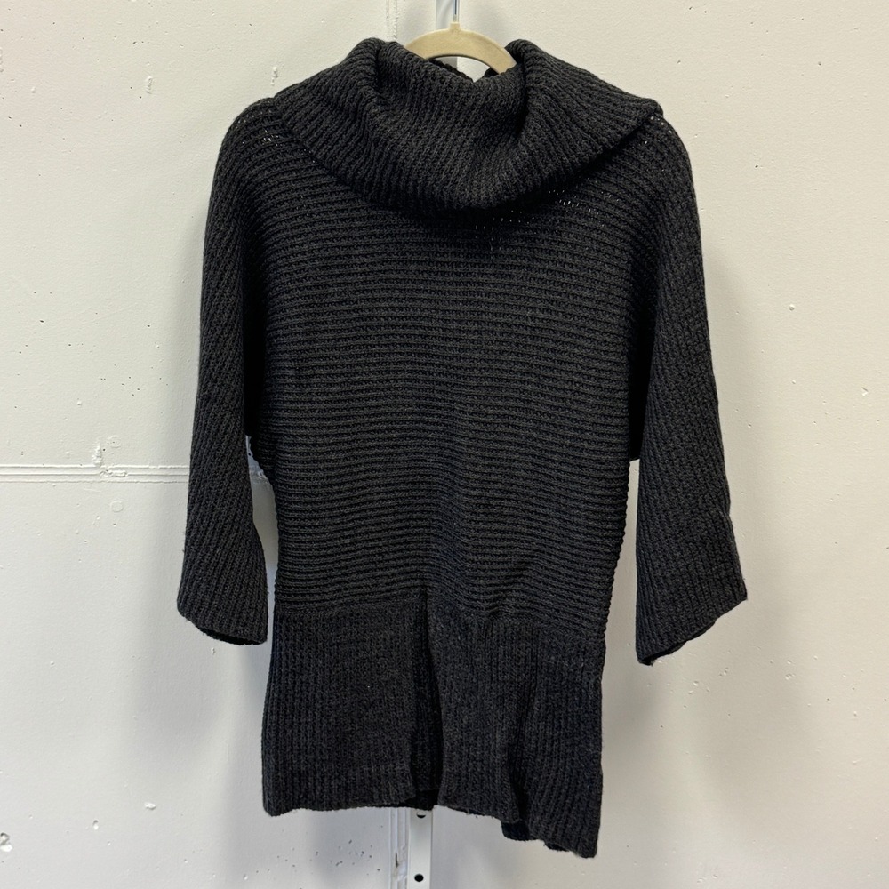 Laundry by Shelli Segal Merino Wool Cowl Neck Sweater Charcoal Dolman Sleeve Med